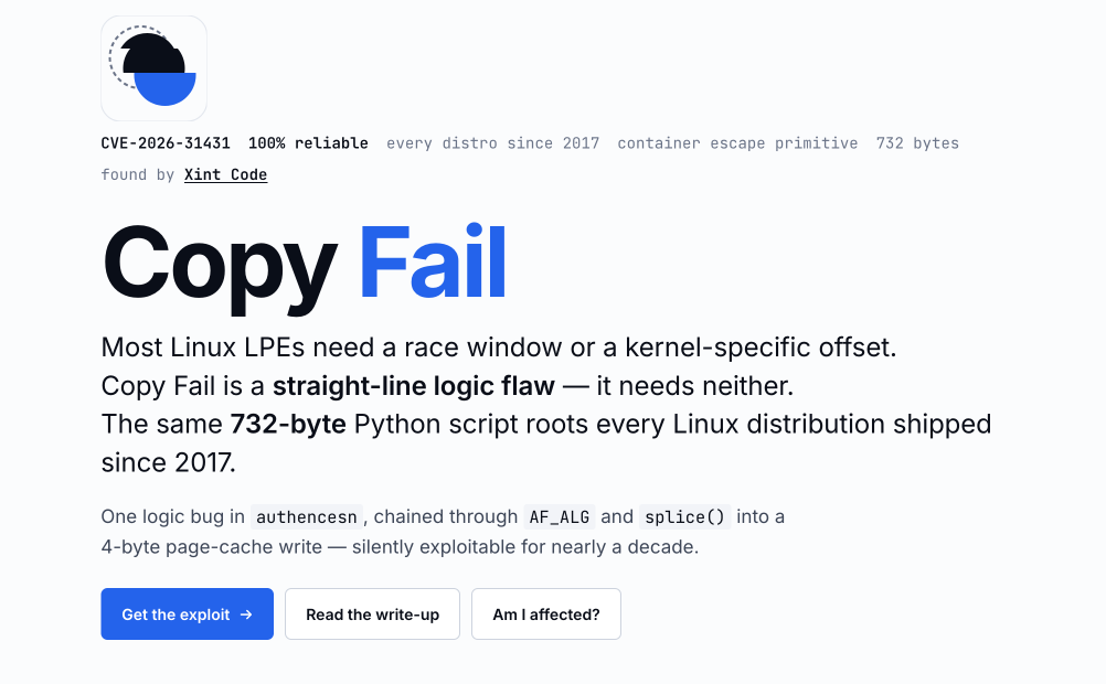 Copy Fail - Une IA trouve la faille Linux que personne n'a vue