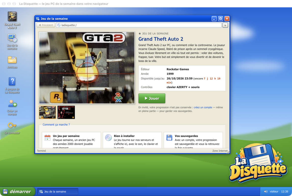 La Disquette - Un vieux jeu PC par semaine, sans rien installer