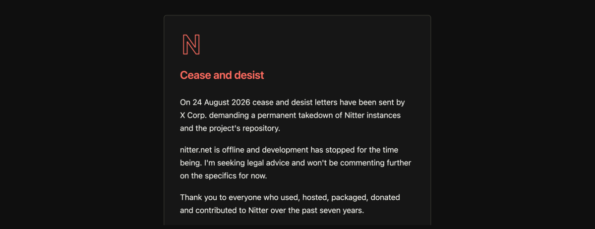 Nitter et XCancel sont morts, et l'explication est dans leur code