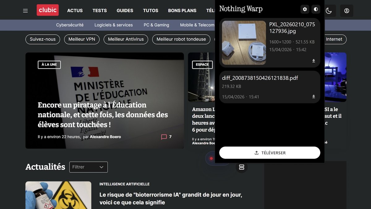 Nothing Warp : transférez vos fichiers Android vers un ordi en quelques secondes