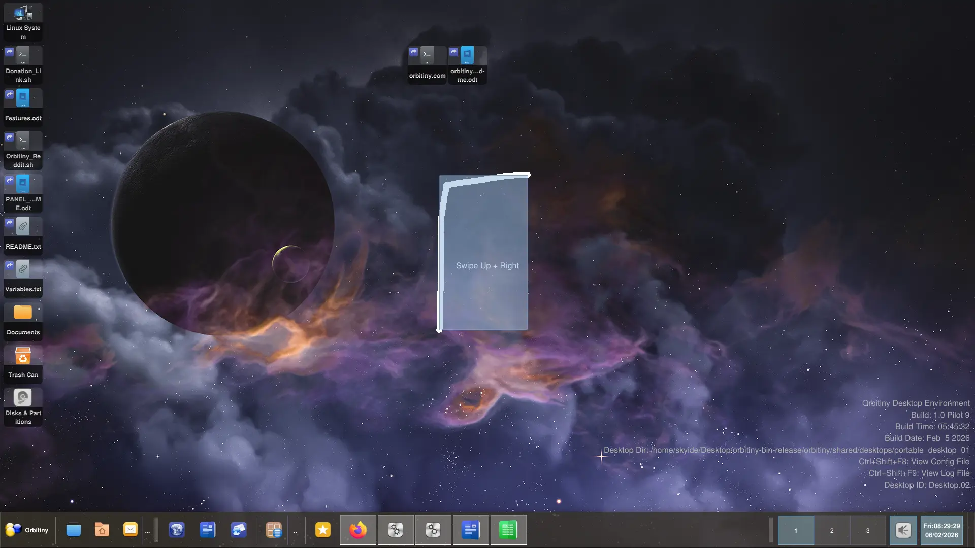 Orbitiny - Un environnement de bureau Linux 100% indé