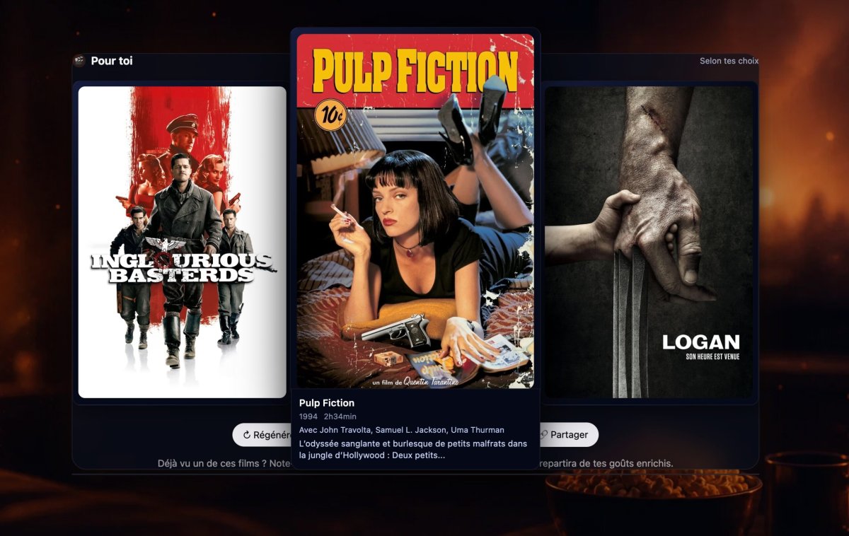 QuoiVoir - Une sélection personnalisée de 3 films pour ce soir