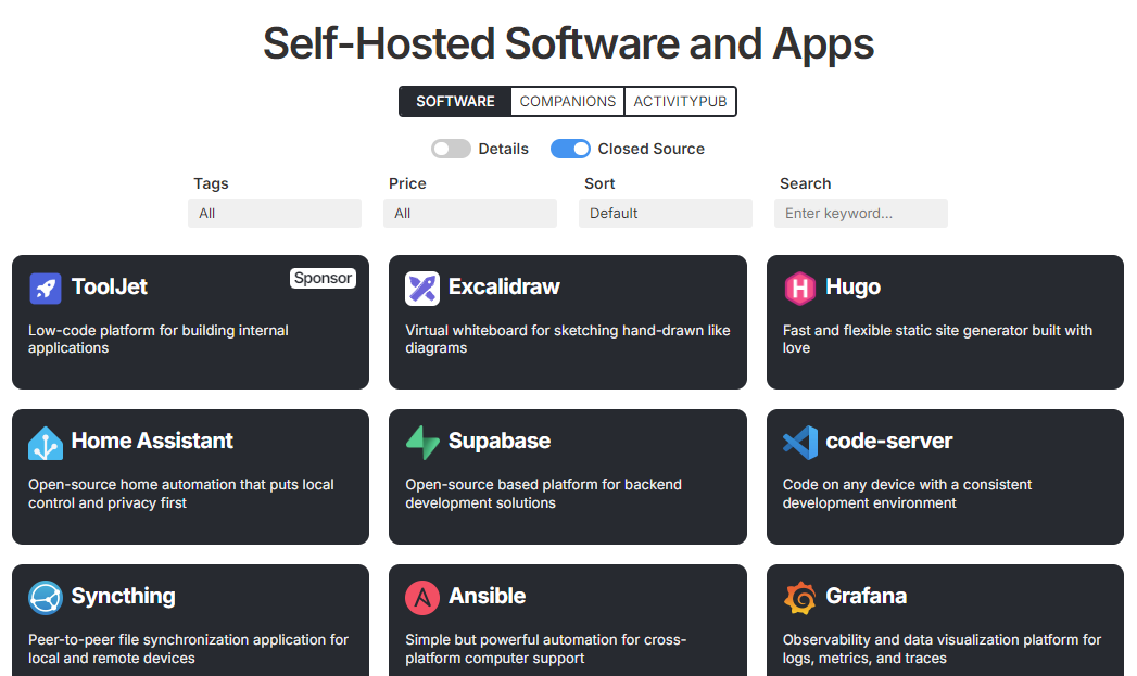selfh.st - L'annuaire vivant du self-hosting