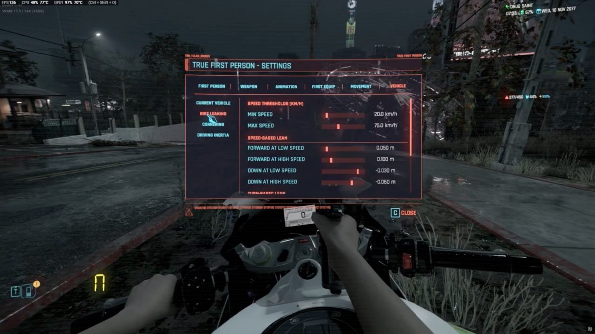 True First Person Camera 2.0 - Votre vrai corps en vue FPS sur Cyberpunk