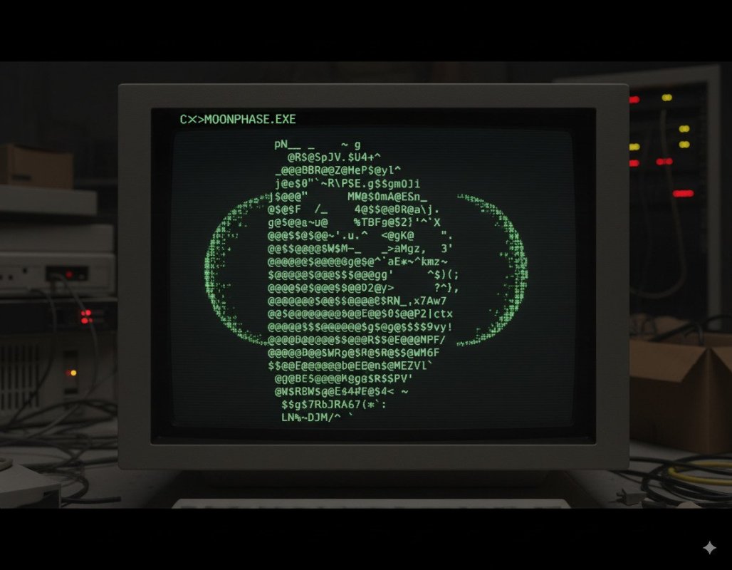 Un terminal qui affiche la vraie position de la Lune en ASCII
