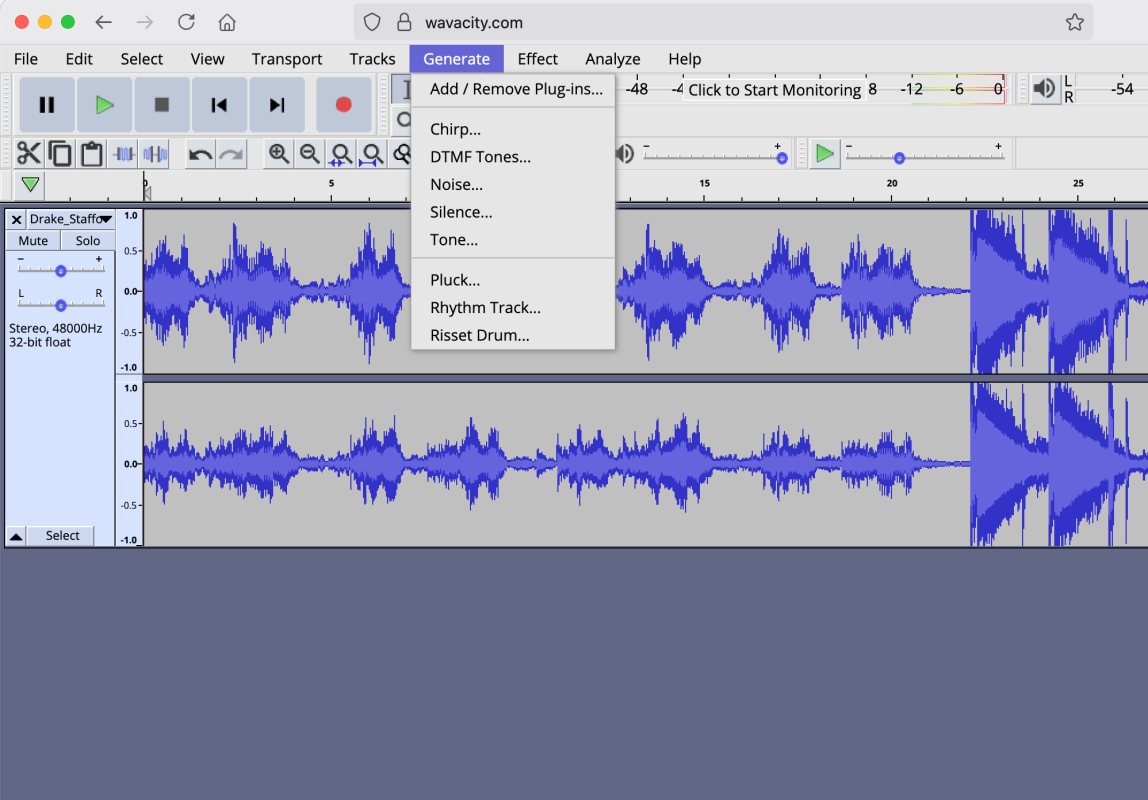 Wavacity - Audacity directement dans votre navigateur web