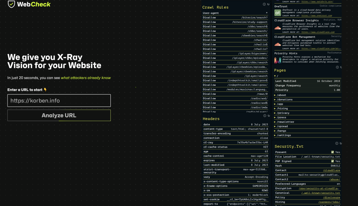 Web-Check - Radiographiez n'importe quel site en un clic