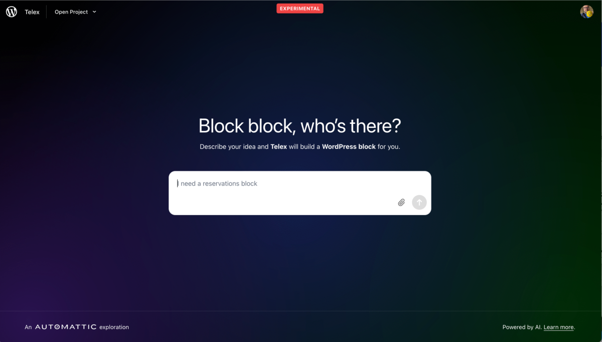 WordPress Telex - L'outil IA qui génère vos blocs Gutenberg à partir d'un simple prompt